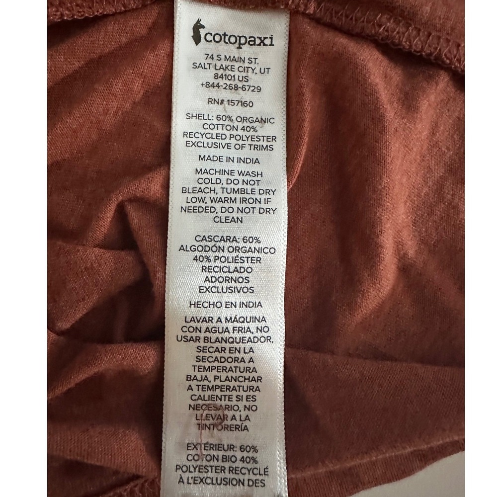 Cotopaxi Vibe Graphic Organic Cotton T-Shirt Sz XS Rust Brown Llama Logo Sunset - Picture 5 of 10